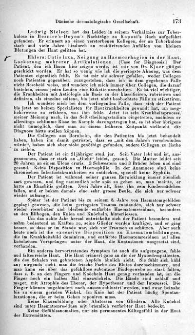 Communication d’Edvard Ehlers  à la société danoise de dermatologie, le 15 décembre 1900.